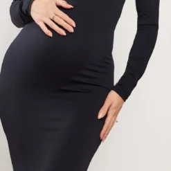 Maternité Robe De Grossesse Longue Noire Sculpt Luxe à Manches Longues -Jolie Vêtue Soldes Magasin 63d28f0af2249bd2be50c80865d2ce2e230357c2 cnd3249 4