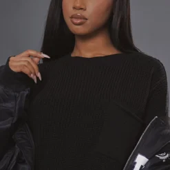 Robe Pull En Maille épaisse Noire à Ourlet élimé -Jolie Vêtue Soldes Magasin 64572ddd1844b4cedee4aaa3a837d75ea114fb22 cnc0920 4