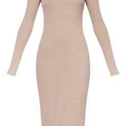 Robe Mi-longue Côtelée Sable Clair à Manches Longues Et Ourlet Légèrement Volanté -Jolie Vêtue Soldes Magasin 64b8464b053027105f2b9bdf37c21bbac8234122 cnb9641 5