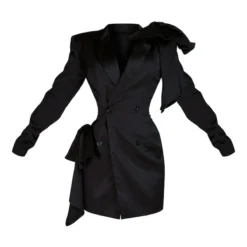 Robe Blazer Satinée Noire à Noeuds Sur L'épaule -Jolie Vêtue Soldes Magasin 657ff226af12c08ede42aee4552794cdeba64e13 cmv0322 5