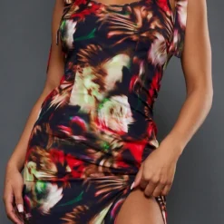 Robe Fendue Longue Rouge Fleuri Abstrait à Bretelles Nouées -Jolie Vêtue Soldes Magasin 65a3fdc5d07d6d6cff611ceffb031f56c9f5496c cnc8289 4