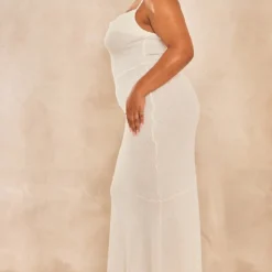 Plus Robe Longue Blanche Transparente Texturée à Bretelles Et Col Bénitier -Jolie Vêtue Soldes Magasin 65ca07f977c73708a99e12d8a5957d86ba92868c cne1857 3