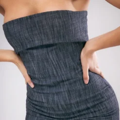 Robe Bustier Moulante Tissée Texturée Gris Anthracite Repliée -Jolie Vêtue Soldes Magasin 65ce0a80ebbda67e3788a4bee9f5949237fe57d5 cne3795 4