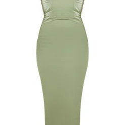 Robe Longue En Maille Sergée Kaki Clair à Décolleté Plongeant -Jolie Vêtue Soldes Magasin 6602bed5a1b7361fb3f159641955f7ae0df13f5a cnd5407 5