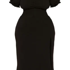 Plus Robe Mi-longue Noire à Manches Bouffantes -Jolie Vêtue Soldes Magasin 6634b23b6f8021e3c7ae2cad4d9de76fc232c7c8 cmz1492 6