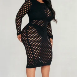 Plus Robe De Plage Noire En Maille Tricot Texturée -Jolie Vêtue Soldes Magasin 6657aaafdf85799b6b93dafa7779f3184045c605 cnc9648 3