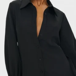 Robe Chemise Noir Profond à Volants -Jolie Vêtue Soldes Magasin 665fb33bd5ccca4fabf294db1ff56721389b486d cmo6889 4