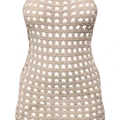 Petite Mini-robe En Maille Crochet Gris Pierre à Bretelles -Jolie Vêtue Soldes Magasin 6664710a7798591a219fd258df6c236a24e51b55 cnf1317 5