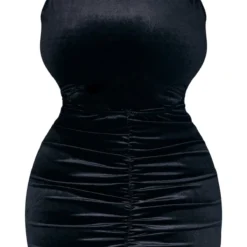 Plus Robe Mi-longue Noire En Velours à Découpes Et Devant Froncé -Jolie Vêtue Soldes Magasin 66710a3257a4a33cc4552e0769d3890f25d991fe cna9986 5