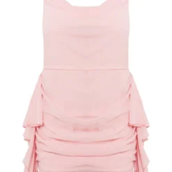 Robe Droite En Mousseline De Soie Rose Pâle Volantée à Col Bénitier Et Dos Nu Noué -Jolie Vêtue Soldes Magasin 66a9d3a409d98c98ad207fcc0f8b0d0b35dc9c98 cne1430 5