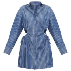 Robe Chemise Bleu Foncé à Taille Froncée Et Découpée -Jolie Vêtue Soldes Magasin 66d5ac162c80df60f9c3ff93b3055e9d29957359 cnd4048 5