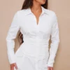 Robe Chemise Blanche à Partie Contrastante Sur La Taille -Jolie Vêtue Soldes Magasin 6786ba981c456a5ba75499ce6462df35aa737071 cnc8317 3