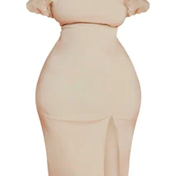 Plus Robe Mi-longue En Maille Tissée Stretch Gris Pierre à Manches Bouffantes -Jolie Vêtue Soldes Magasin 67b4f2fabf8ed3a6aff01ceef2d72dff51af68c8 cmy8530 6