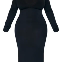 Plus Robe Mi-longue Noir Profond à Manches Longues Et Col Carré -Jolie Vêtue Soldes Magasin 67dd2121d18452293f4d6d7512206a3e83d33440 cnb4295 5