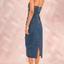 Tall Robe Bustier Mi-longue En Jean Vintage Moyennement Délavé -Jolie Vêtue Soldes Magasin 67f5a0a16f745e83eeaf9f90e4ad84714315ffff cnd0554 2