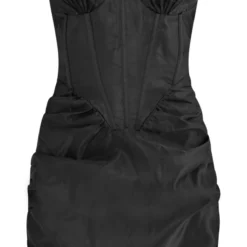 Robe Moulante Satinée Noire à Corset Et Bonnets Plissés -Jolie Vêtue Soldes Magasin 6808514f5e45255e771e8aa12e2c94e3472b00b2 cnd2054 5