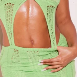 Mini Robe En Maille Tricot Crochetée Vert Citron Très Découpée -Jolie Vêtue Soldes Magasin 6851f0d4b18cf47e7ccd70a2959f54d1e4b56b47 cnc8707 4