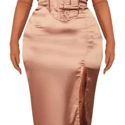 Plus Robe Mi-longue Corset Café Au Lait Satinée -Jolie Vêtue Soldes Magasin 687a3894dbc02b782472b63fc05ab4a7042e0409 cna8287 5