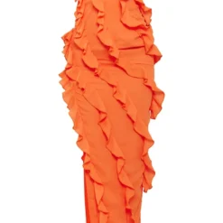 Robe-bustier Asymétrique Longue Orange à Volants -Jolie Vêtue Soldes Magasin 689fbc8259b5e5c3b240834aedddc9088ca8d412 cne2939 5