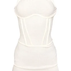 Robe-corset Moulante Texturée Crème à Armatures Et Col Montant Noué -Jolie Vêtue Soldes Magasin 68ac78c498eb6848fed4f038e36780abf5ec0c68 cne8484 5