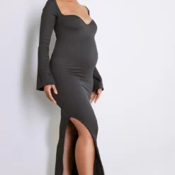 Maternité Robe De Grossesse Côtelée Gris Anthracite à Manches Longues Détail Contours -Jolie Vêtue Soldes Magasin 68df0c59aa0f33e61b072dcd02f55b8f0d87ba40 cnc9928 3