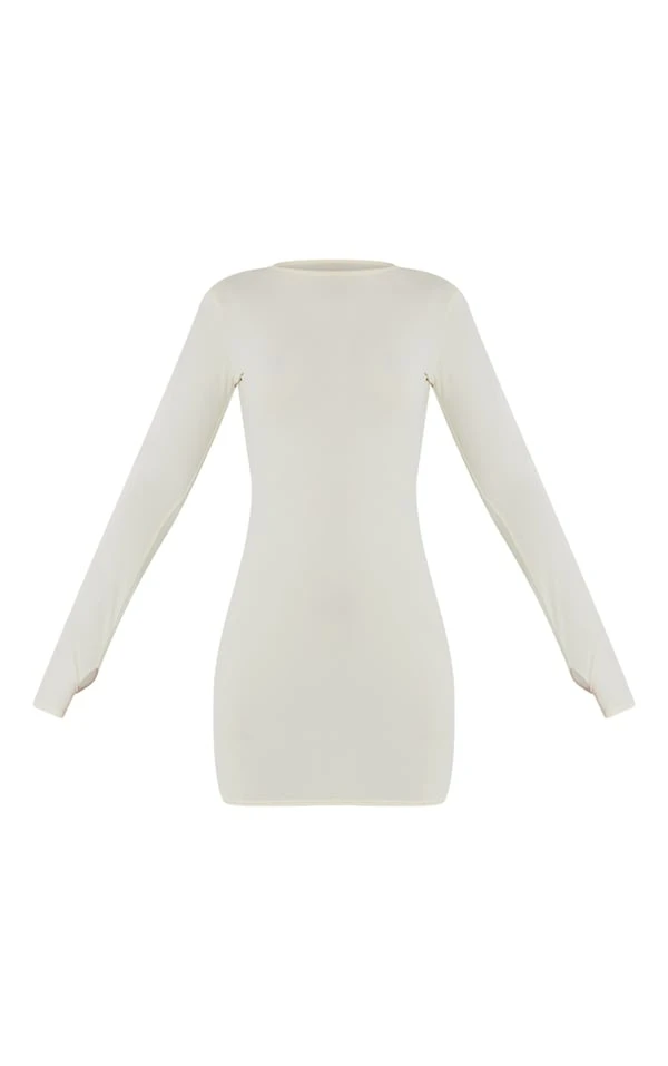 Robe Moulante Beige Sculpt Mat à Manches Longues Et Trous Pour Les Pouces 7 Robe Moulante Beige Sculpt Mat à Manches Longues Et Trous Pour Les Pouces – Image 5