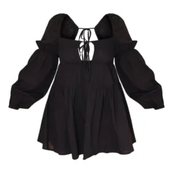 Plus Robe Droite En Coton Noir à étages Volantés -Jolie Vêtue Soldes Magasin 6962a90271d190d2cd9d6b65620f6e8474d8c77c cmw4091 6