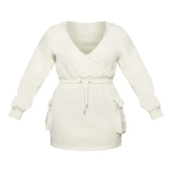 Shape Robe Pull Cache-coeur Beige Style Utilitaire à Décolleté Et Poches -Jolie Vêtue Soldes Magasin 6981351e98c71369ed14fab4278ebe6b0acd861c cnc4552 5