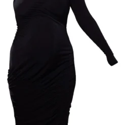 Maternité Robe De Grossesse Très Moulante Froncée En Acétate Noir à Détail Coutures -Jolie Vêtue Soldes Magasin 69c8b01559a94bc9f595bfa2c5446c3f5ffe32f0 cnb6525 5