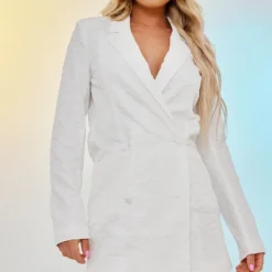 Robe Blazer Fleurie Blanche Texturée Décolletée -Jolie Vêtue Soldes Magasin 69c9530151db239057f718e867852de1d638dec7 cnd7605 1