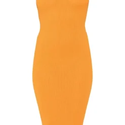 Robe Mi-longue En Maille Côtelée Orange à Dos Nageur -Jolie Vêtue Soldes Magasin 69f1804f74e695541ba845851a31a2d5d13423cb cmz5812 6