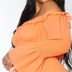 Plus Robe Moulante En Mousseline De Soie Orange Vif Effet Froncé -Jolie Vêtue Soldes Magasin 6a41bf055cfb6bfd79f317e6c49aeb15090c36b9 cms2543 5