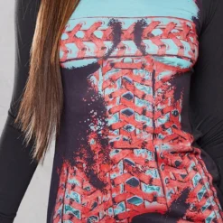 Robe Moulante Noire Imprimé Corps à Col Montant Et Manches Longues -Jolie Vêtue Soldes Magasin 6a95d0b646b133bf8daaf12564a272d3b5b0a17c cnb7147 4