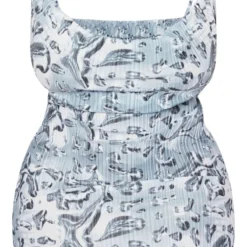 Plus Robe Moulante Argentée Imprimé Liquide Plissée à Col Bénitier -Jolie Vêtue Soldes Magasin 6aa6c16f300efb45a517a90b80ef3178e34befb8 cne0542 5