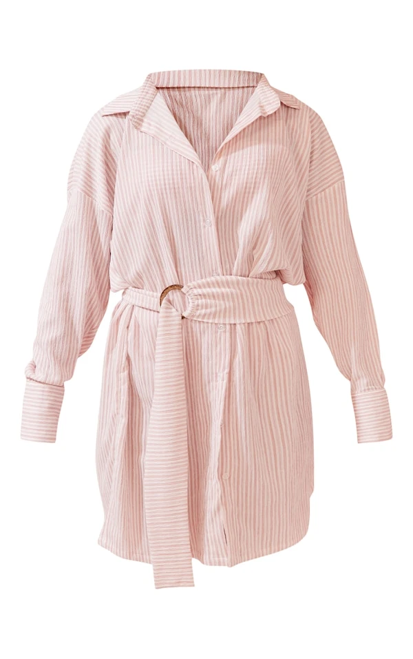 Robe Chemise De Plage Oversize Côtelée Argile à Rayures Et Taille Nouée 7 Robe Chemise De Plage Oversize Côtelée Argile à Rayures Et Taille Nouée – Image 5