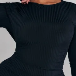 Plus Robe Moulante Côtelée Noire à Ourlet Volanté -Jolie Vêtue Soldes Magasin 6abe1a8078c47cb266a3a967f84fba2dc07baf42 cnc5171 4