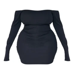 Logic Plus Robe Moulante Noire Côtelée à Col Bardot Et Manches Longues -Jolie Vêtue Soldes Magasin 6ad59a9f6e4b4202a2960b99c0bba39ea554b397 cnb7003 5