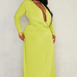 Plus Robe Longue Vert Citron à Col Très Bénitier -Jolie Vêtue Soldes Magasin 6b32a0d688e067c259256b2c2407b66f4a25e9a0 cnd5025 3