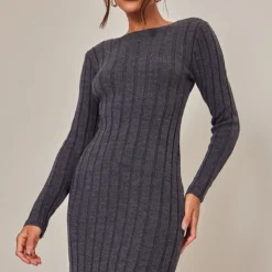 Robe Pull En Maille Tricot Gris Anthracite à Ourlet Tombant -Jolie Vêtue Soldes Magasin 6b3b88a8ee1d2d3f7c6fb6719a6eafe6051c1bc0 cnc0942 3