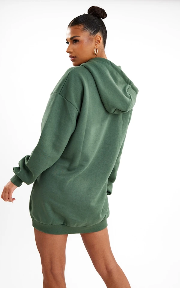 Robe Sweat Bleu-vert à Capuche Et Poche Oversize Devant 4 Robe Sweat Bleu-vert à Capuche Et Poche Oversize Devant – Image 2