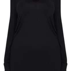 Robe Tee-shirt Noire Manches Longues à Décolleté En V Basique -Jolie Vêtue Soldes Magasin 6bd1d07e53567389d0eb77f0c65154cfb2a03817 cmf3060 5