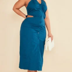 Plus Robe Chemise Mi-longue Sans Manche En Popeline Bleu Pétrole -Jolie Vêtue Soldes Magasin 6be968f3188d8e292c1b15928d7dc7771ec8b249 cnc9717 3