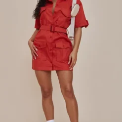 Robe Chemise Cargo Rouille Ceinturée à Manches -Jolie Vêtue Soldes Magasin 6c02d84d22c09d1c6f8193c3687a1510f0341afb cnc7086 3