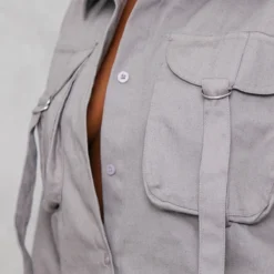Robe Chemise Cargo Gris Anthracite à Poches Et Ceinture -Jolie Vêtue Soldes Magasin 6c1d2377557be64e97f7071f1c22a46ed42501c4 cnb9653 4