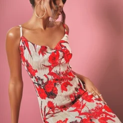 Robe Longue Plissée Nude Fleurie à Bretelles -Jolie Vêtue Soldes Magasin 6c345d573b83237b624aed2572e2525506de7a2e cna1286 5