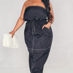 Plus Robe Mi-longue Bustier En Nylon Noir à Détail Coutures -Jolie Vêtue Soldes Magasin 6c5885f879f1f4eb010c2e4a0ea3418e44ba6a2d cnc7378 3