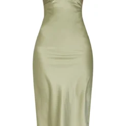 Robe Mi-longue Satinée Vert Sauge à Bonnets Froncés Et Bretelles -Jolie Vêtue Soldes Magasin 6c9eefef1d5e3b87d2e611d6d374b550bd919848 cmw8349 6