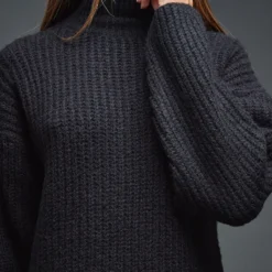 Robe Pull Oversize Noir Profond En Maille Chunky à Col Roulé -Jolie Vêtue Soldes Magasin 6d0a7842d90a4298921cb72b6f79185bf627b564 cnc2712 4