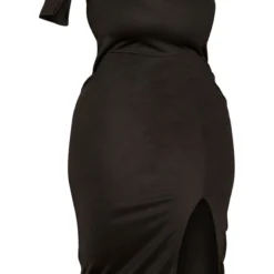 Plus Robe Mi-longue Noire Asymétrique à Détail Noeud -Jolie Vêtue Soldes Magasin 6d81382e36511c2636e871d491c0dfa8733d92b0 cna0077 5