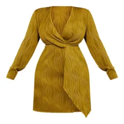 Plus Robe Plissée Vert Olive Croisée Sur Le Devant -Jolie Vêtue Soldes Magasin 6db271a5870ebe0e3b6958f5ab7045db511cc71d cmw3938 6